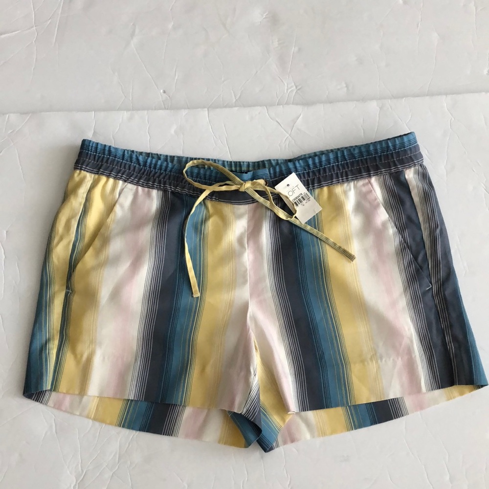 LOFT Striped Drawstring Athletic Shorts in Yellow, Blue, Pink, Cream